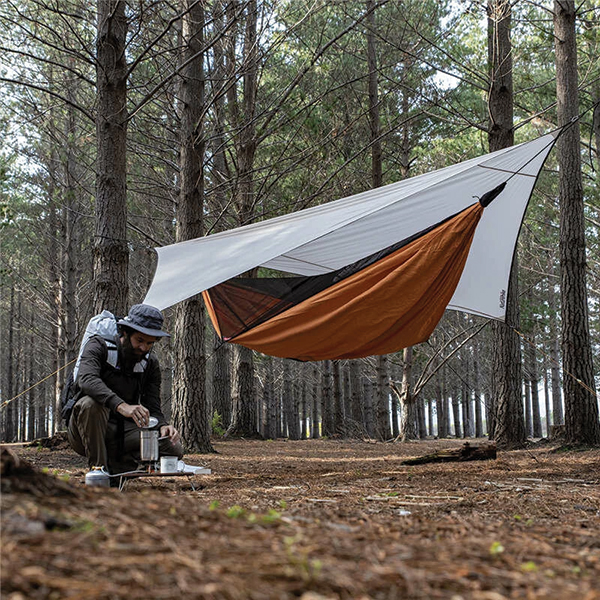Гамак одномісний із москітною сіткою та тентом Naturehike Shelter camping NH20ZP092, 75D pongee, помаранчевий. Фото 2