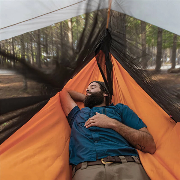 Гамак одномісний із москітною сіткою та тентом Naturehike Shelter camping NH20ZP092, 75D pongee, помаранчевий. Фото 4