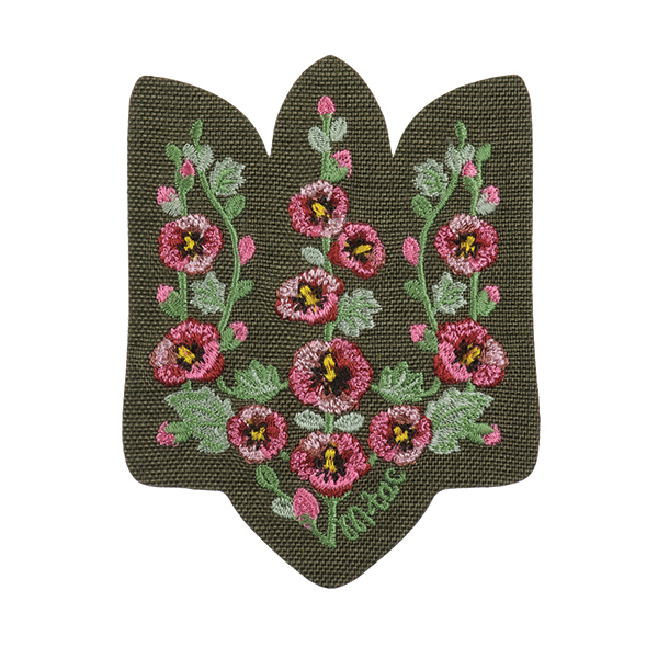 M-Tac нашивка Тризуб рожеві Мальви (вишивка) Ranger Green