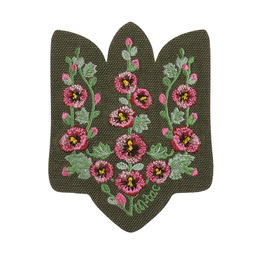 M-Tac нашивка Тризуб рожеві Мальви (вишивка) Ranger Green