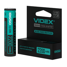Акумулятор Videx літій-іонний 18650-P (без захисту) 2200mAh bulk 1шт