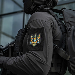 M-Tac нашивка Тризуб Чорнобривці (вишивка) Black. Фото 4