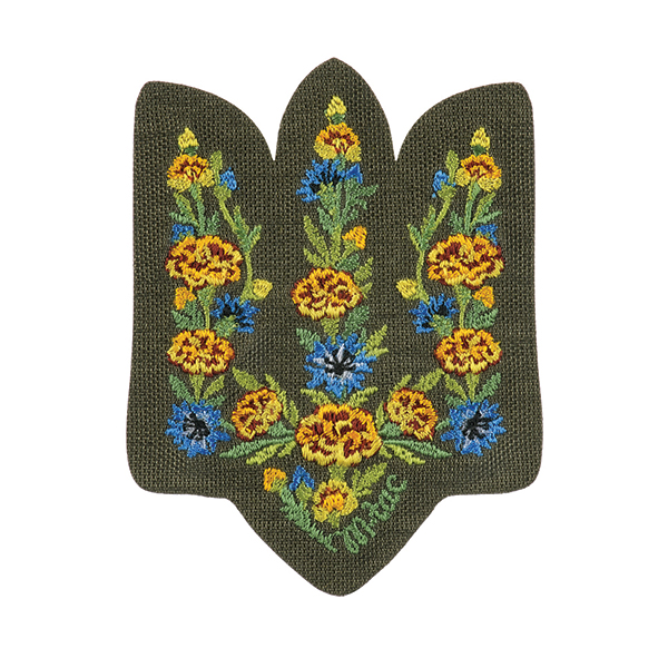 M-Tac нашивка Тризуб Чорнобривці (вишивка) Ranger Green