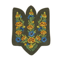 M-Tac нашивка Тризуб Чорнобривці (вишивка) Ranger Green