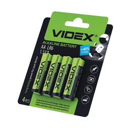 Батарейки лужні Videx LR06/AA Turbo 1.5V 4шт/уп.