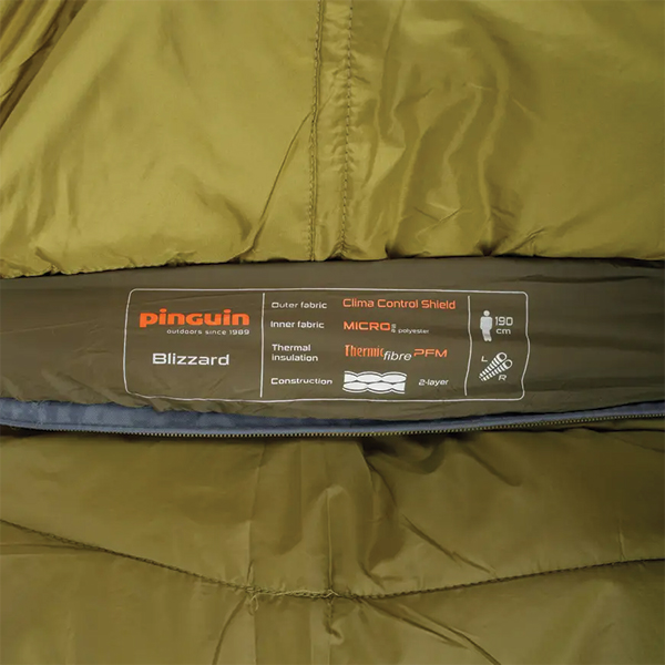 Спальний мішок Pinguin Blizzard (4/-1°C), 190 см - Right Zip Khaki. Фото 9