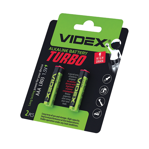 Батарейки лужні Videx LR03/AAA 1.5V 2шт/уп.