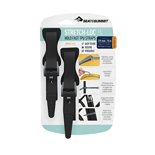 Набір стяжок Stretch-Loc 15 20mm x 375mm 2 Pack, Black від Sea to Summit