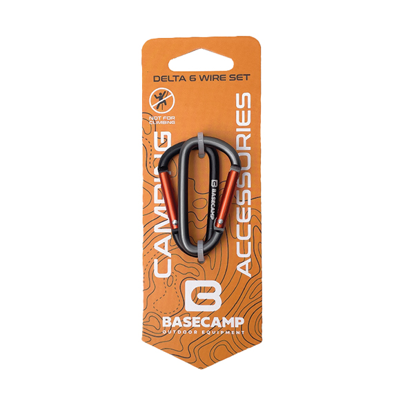 Набір алюмінієвих сервісних карабінів Base Camp Delta 6 Straight Set 2 шт. Black/Grey
