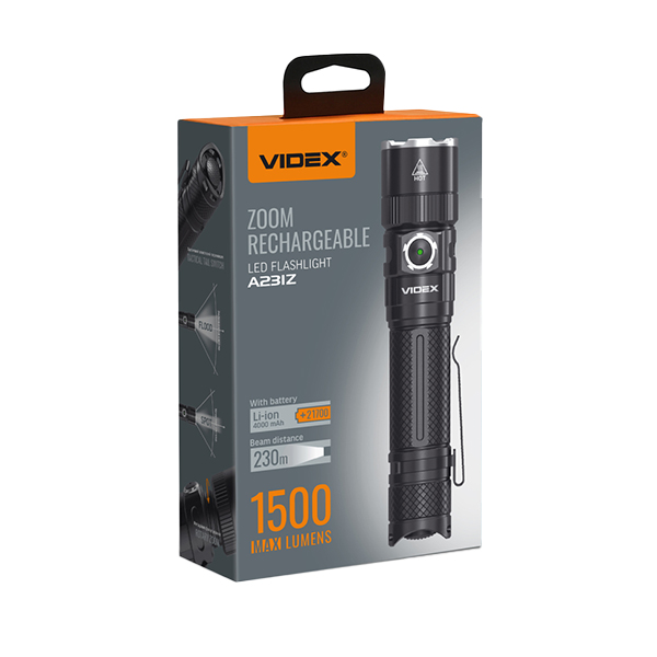 Портативний світлодіодний ліхтарик VIDEX VLF-A231Z 1500Lm 5000K. Фото 2