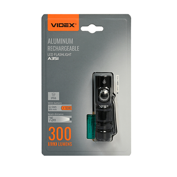 Портативний світлодіодний ліхтарик VIDEX VLF-A351 300Lm 5000K