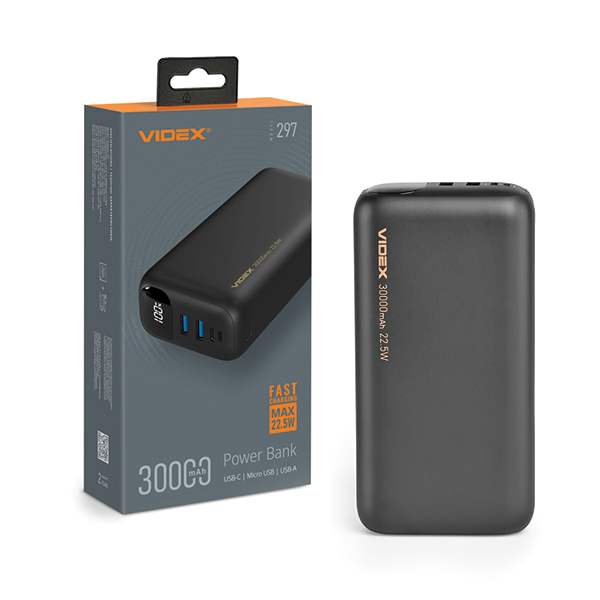 Повербанк 30000mAh Videx VPB-297 22.5W Black. Фото 6