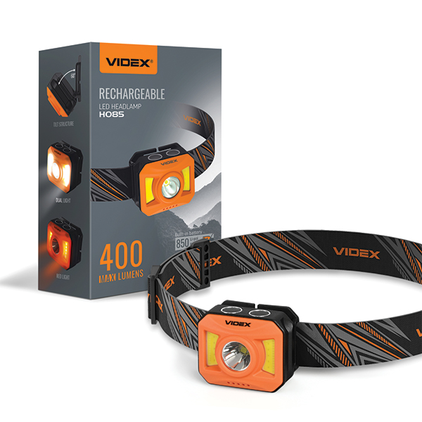 Налобний світлодіодний ліхтарик VIDEX VLF-H085-OR 400Lm 5000K. Фото 12