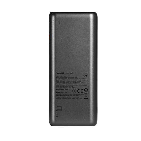 Повербанк 20000mAh Videx VPB-202C 75W Black. Фото 3