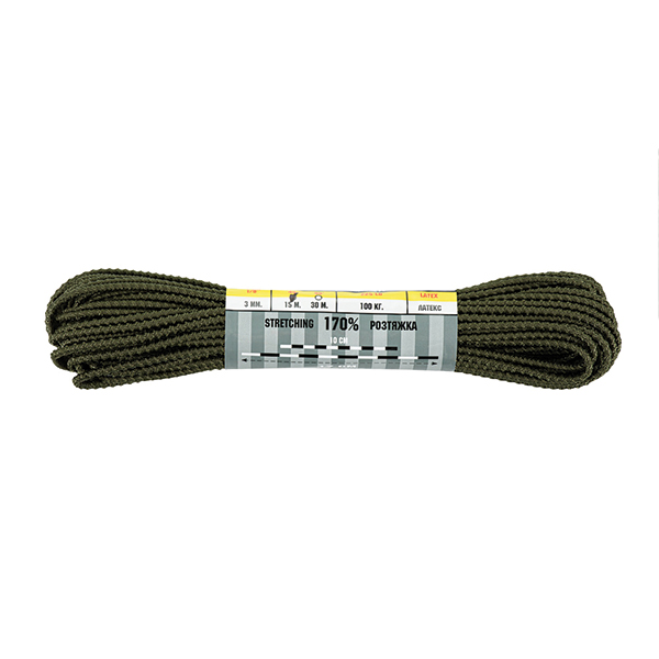M-Tac паракорд Shock-Cord 3mm Dragon Skin OD Green 15м. Фото 2