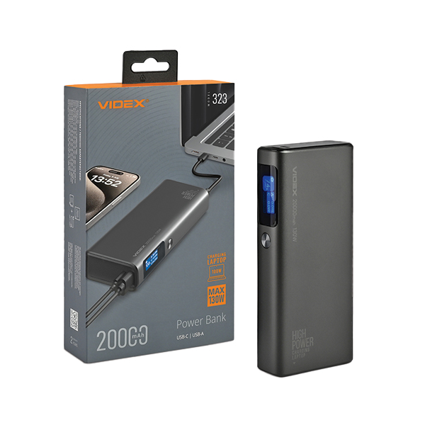 Повербанк 20000mAh VIDEX VPB-323 130W PD100W +Display. Фото 8