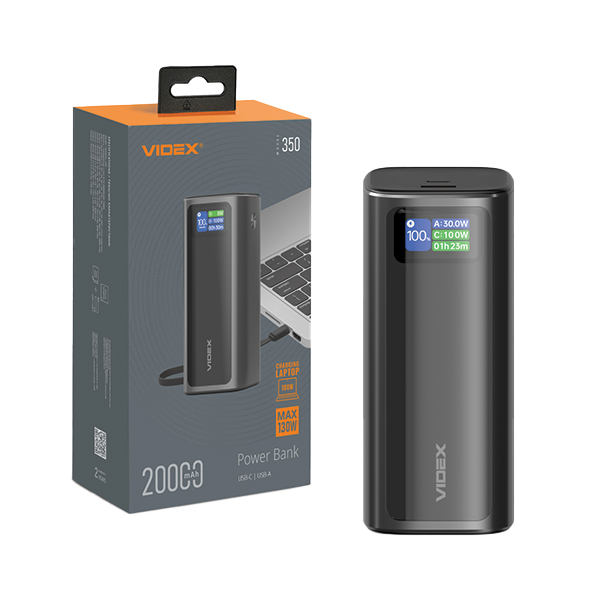 Повербанк 20000mAh VIDEX VPB-350 130W PD100W +Display. Фото 2