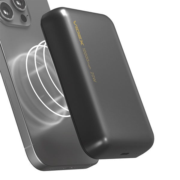 Повербанк з бездротовою зарядкою 10000mAh VIDEX VPB-W102 PD20W Grey. Фото 3