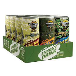 Military BCC Energy Drink MIX — набір з 12 банок (Classic / Персик / Яблуко)