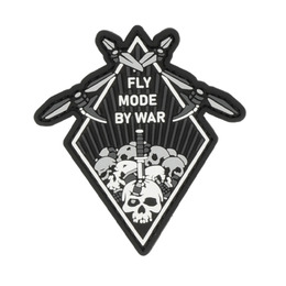 ПВХ патч "FLY MODE BY WAR" чорно-білий