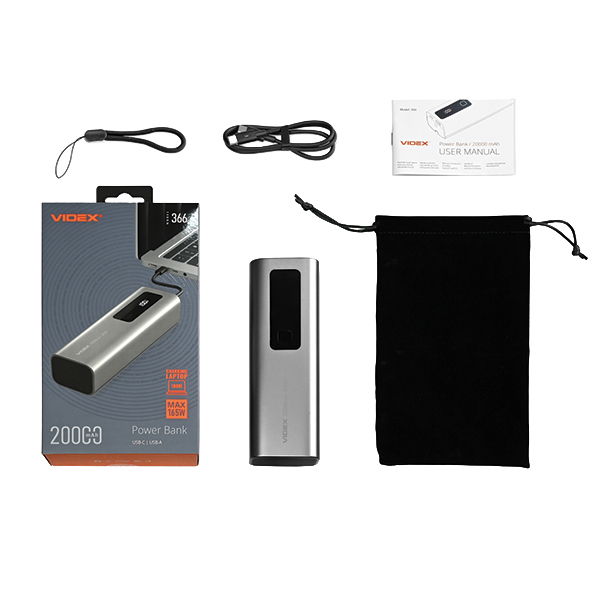 Повербанк 20000mAh VIDEX VPB-366 165W PD100W +Display. Фото 10