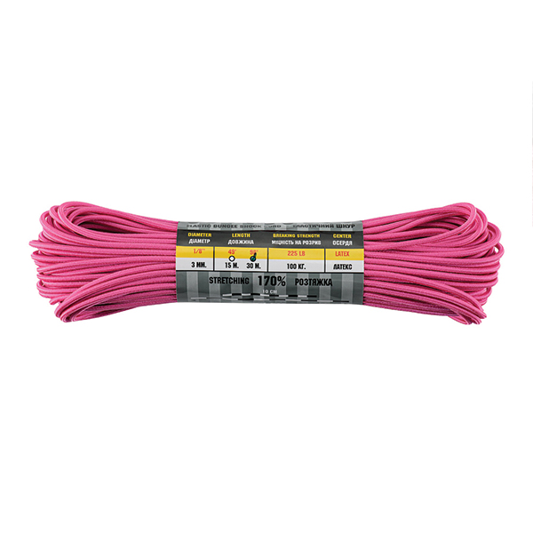 M-Tac паракорд Shock-Cord 3 mm 30m Neon Pink. Фото 2