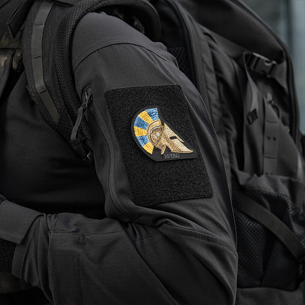 M-Tac нашивка Spartan Helmet UA (вишивка) Black	. Фото 4