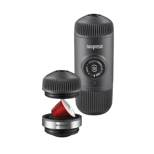 Портативна еспресо-кавоварка Wacaco Nanopresso з адаптером для капсул, механічна, для меленої кави