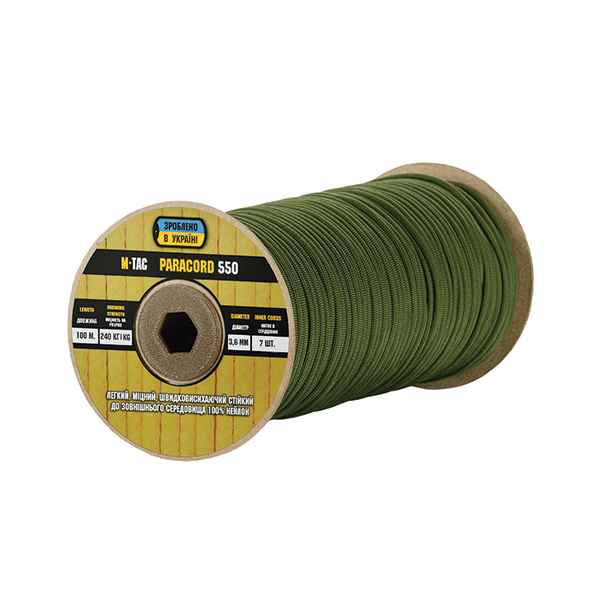 M-Tac паракорд 550 type III 100m Army Green