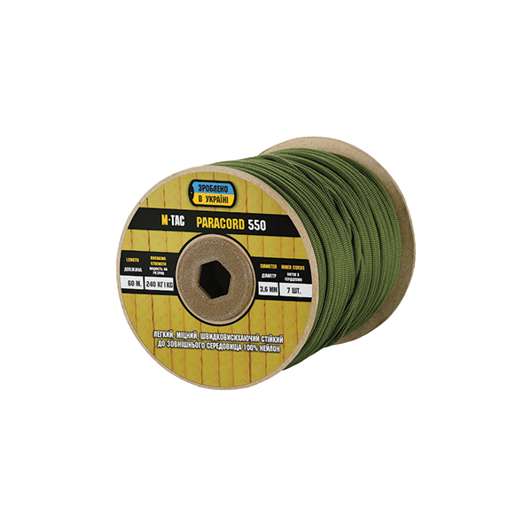 M-Tac паракорд 550 type III 60m Army Green