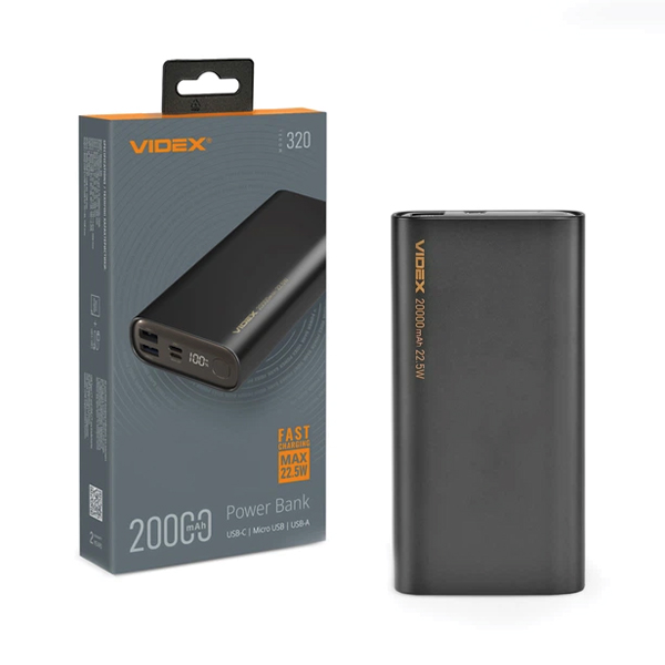 Повербанк 20000mAh VIDEX VPB-320 22.5W Black. Фото 5