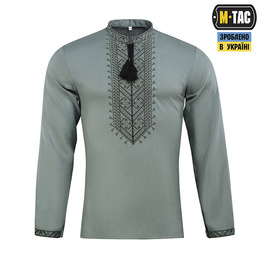 M-Tac вишиванка 100% льон сіро-зелена