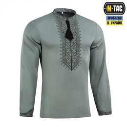 M-Tac вишиванка 100% льон сіро-зелена. Фото 3