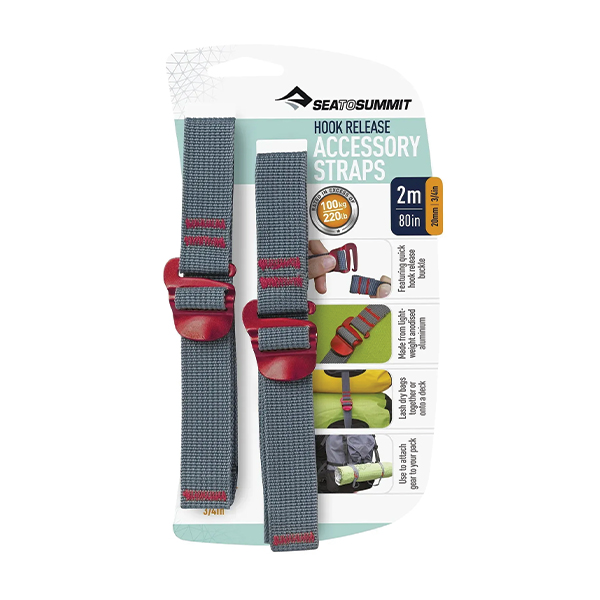 Стяжний ремінь Accessory Strap With Hook Buckle Grey, 2 м x 20 мм від Sea to Summit