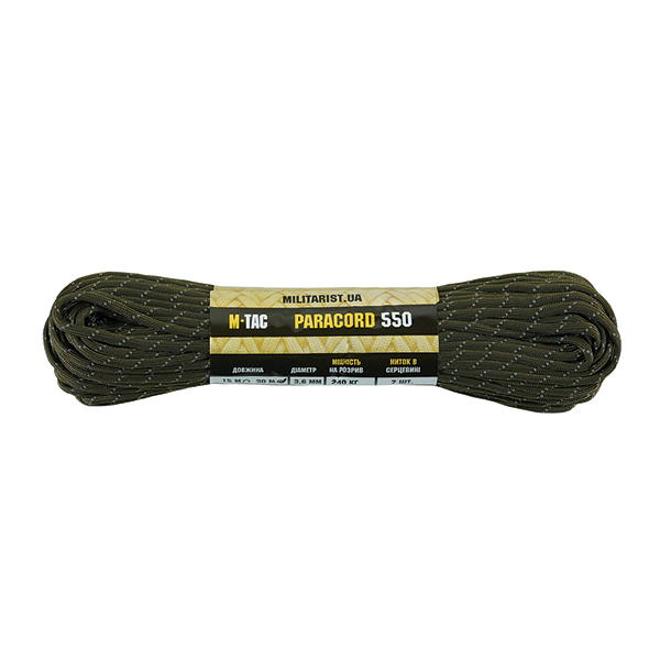 M-Tac паракорд 550 type III 30m OD Green Reflective