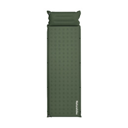 Матрац туристичний із подушкою, самонадувний одномісний Naturehike CNK2550WS025, вологостійкий, 200х65х3 см, зелений