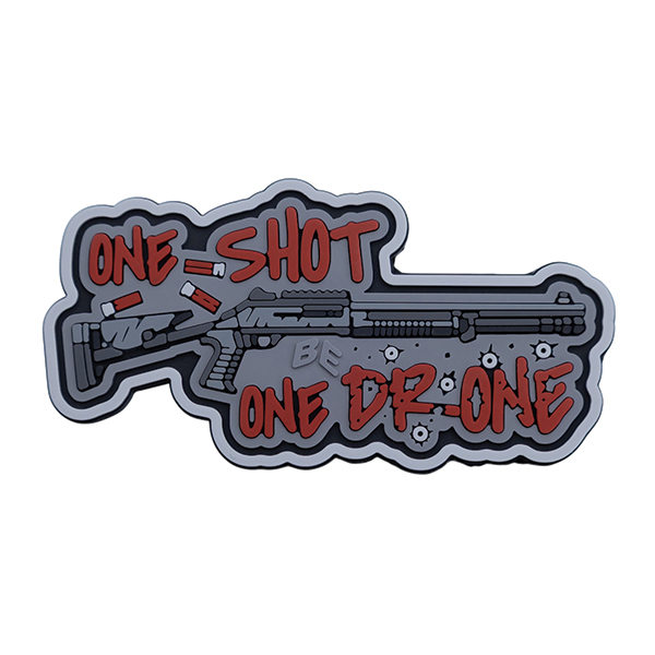 ПВХ патч «ONE SHOT ONE DRONE» сірий