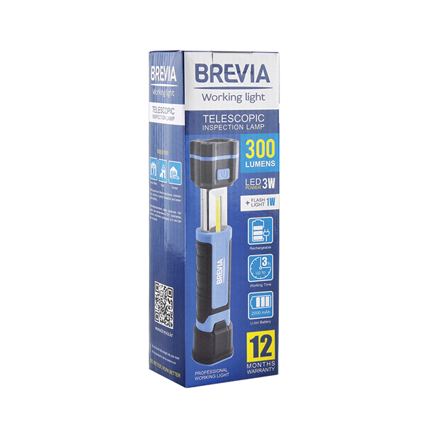 Телескопічна інспекційна лампа Brevia 3W COB+1W LED+8LED 300 Lm 2000 mAh . Фото 3