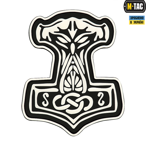 M-Tac нашивка Молот Тора PVC Black/White	