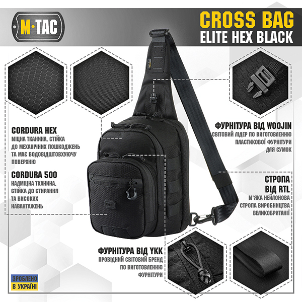 M-Tac сумка Cross Bag Elite Hex Black. Фото 2