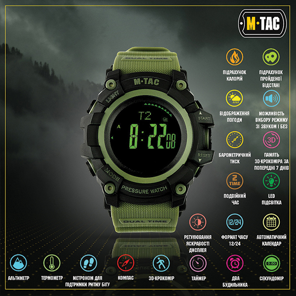 M-Tac годинник тактичний Adventure Black/Olive. Фото 5