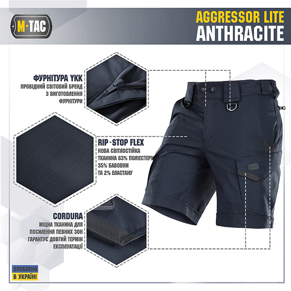 M-Tac шорти Aggressor Lite Anthracite. Фото 3