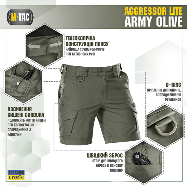 M-Tac шорти Aggressor Short Army Olive. Фото 2