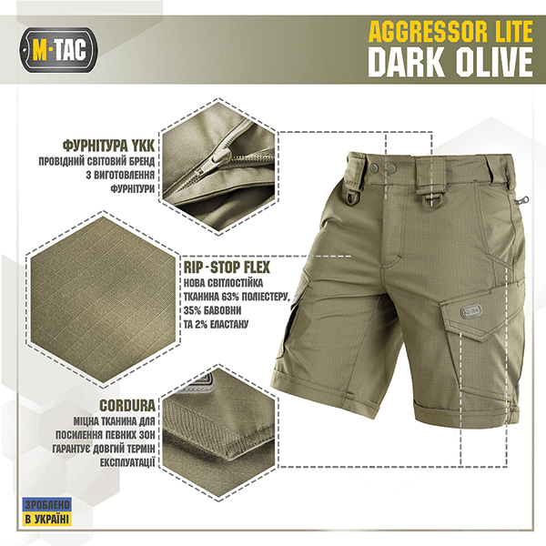 M-Tac шорти Aggressor Short Dark Olive. Фото 3