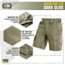 M-Tac шорти Aggressor Short Dark Olive. Фото 3