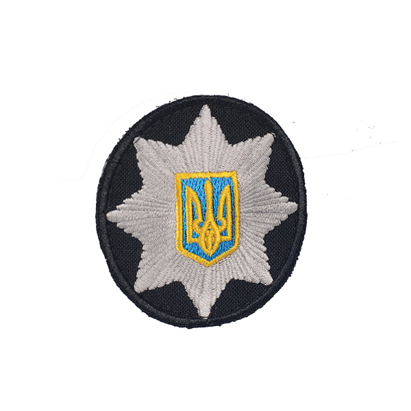 Кокарда Поліція кругла 6 см на липучці чорна. Фото 2