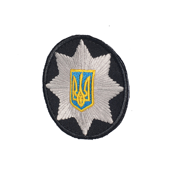 Кокарда Поліція кругла 6 см на липучці чорна. Фото 3