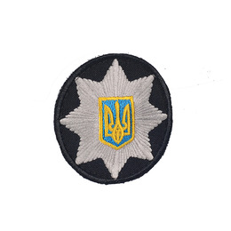 Кокарда Поліція кругла 6 см на липучці чорна