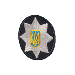 Кокарда Поліція кругла 6 см на липучці чорна. Фото 3