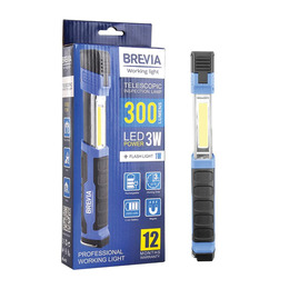 Телескопічна інспекційна лампа Brevia 3W COB+1W 300Lm 2000mAh micro USB